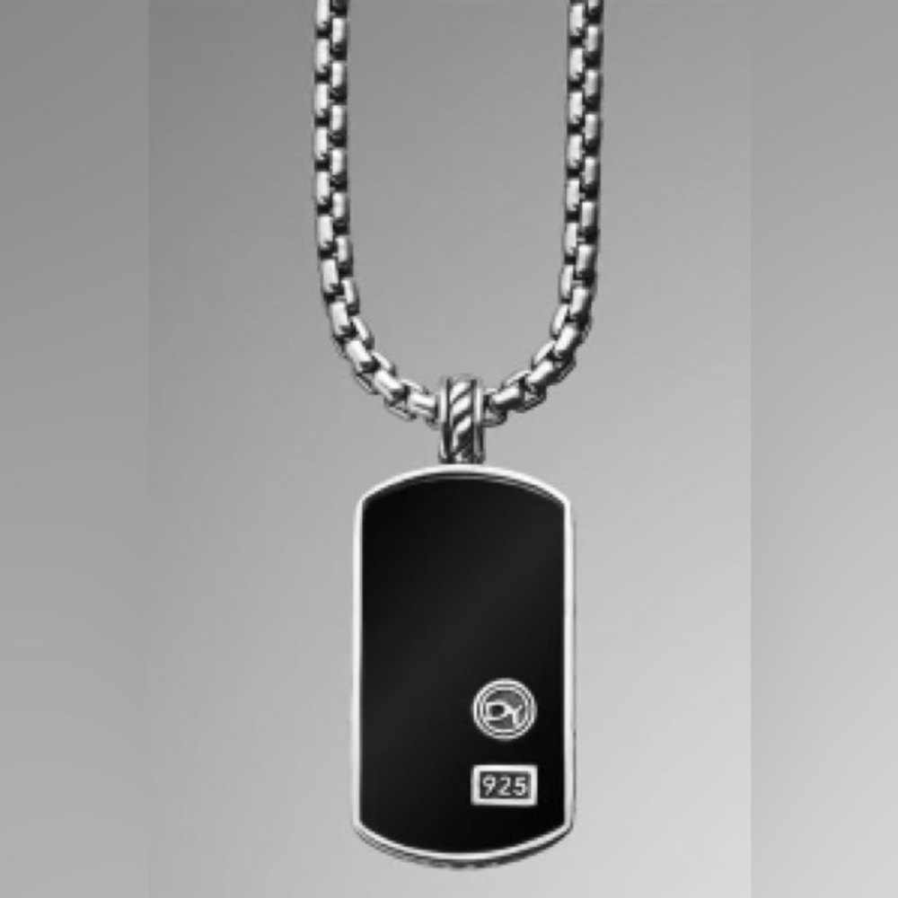 David Yurman Black Onyx Dog Tag